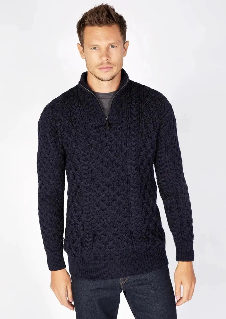 IrelandsEye Men's Dromore Aran Sweater | Navy