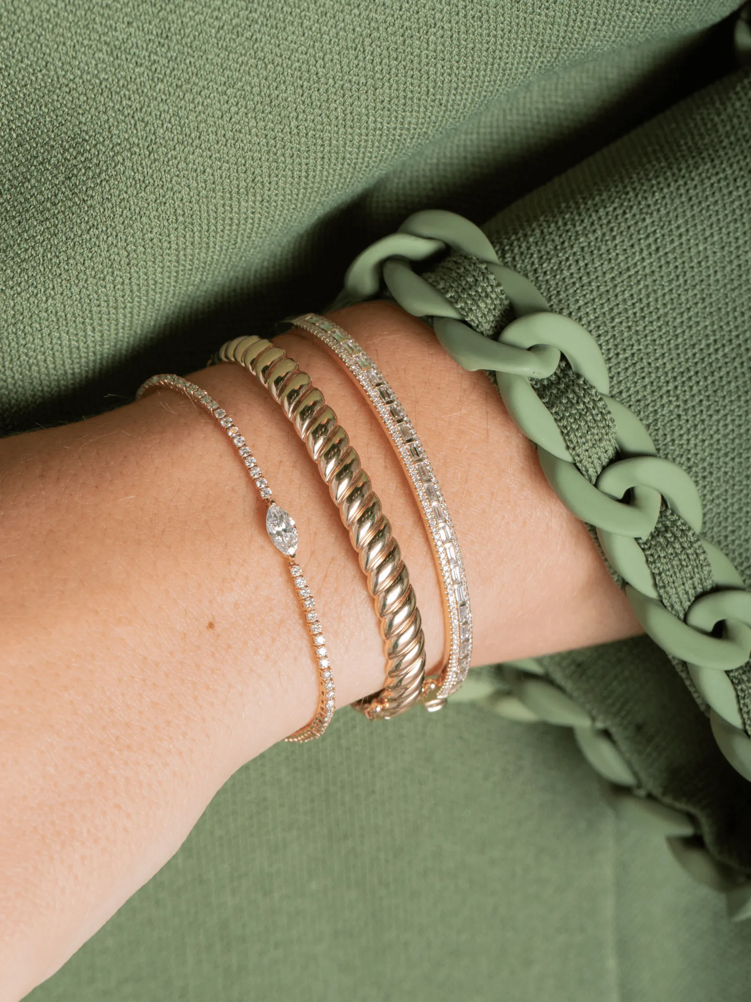 Kennedy Baguette Diamond Bangle 14k