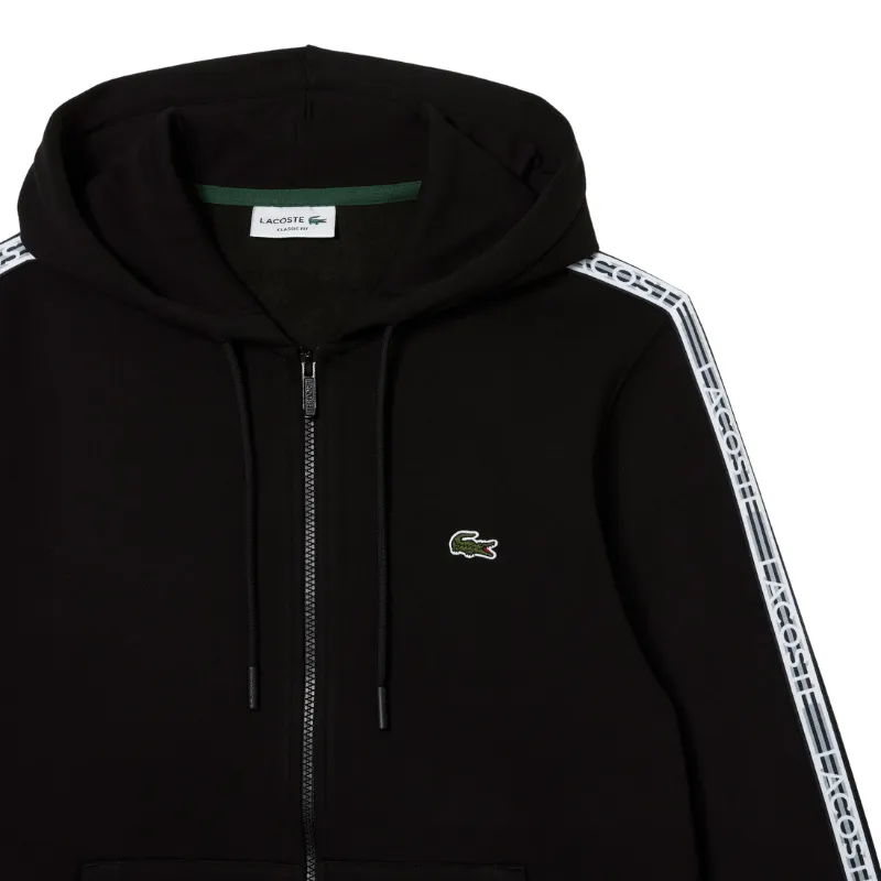 Lacoste Classic Fit Branded Stripes Zip-Up Hoodie -  Men’s