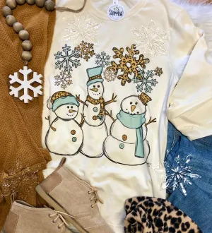 Leopard Snowman Graphic Long Sleeve Shirt
