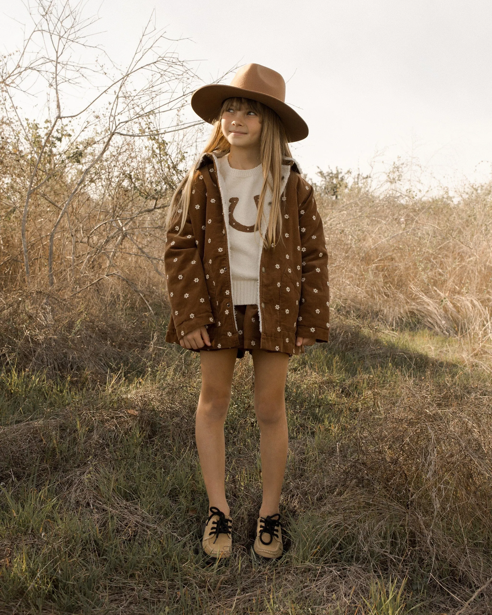 Long Chore Coat | Floral Embroidery