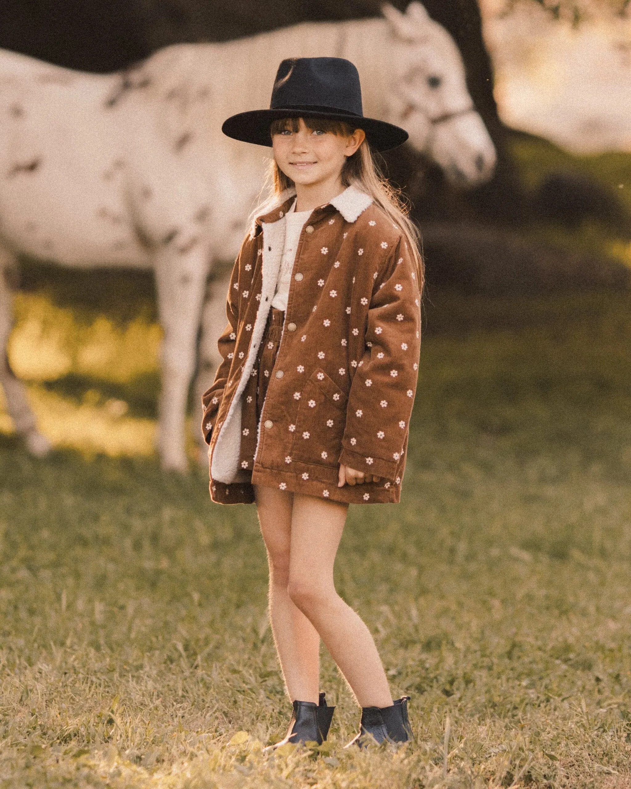 Long Chore Coat | Floral Embroidery