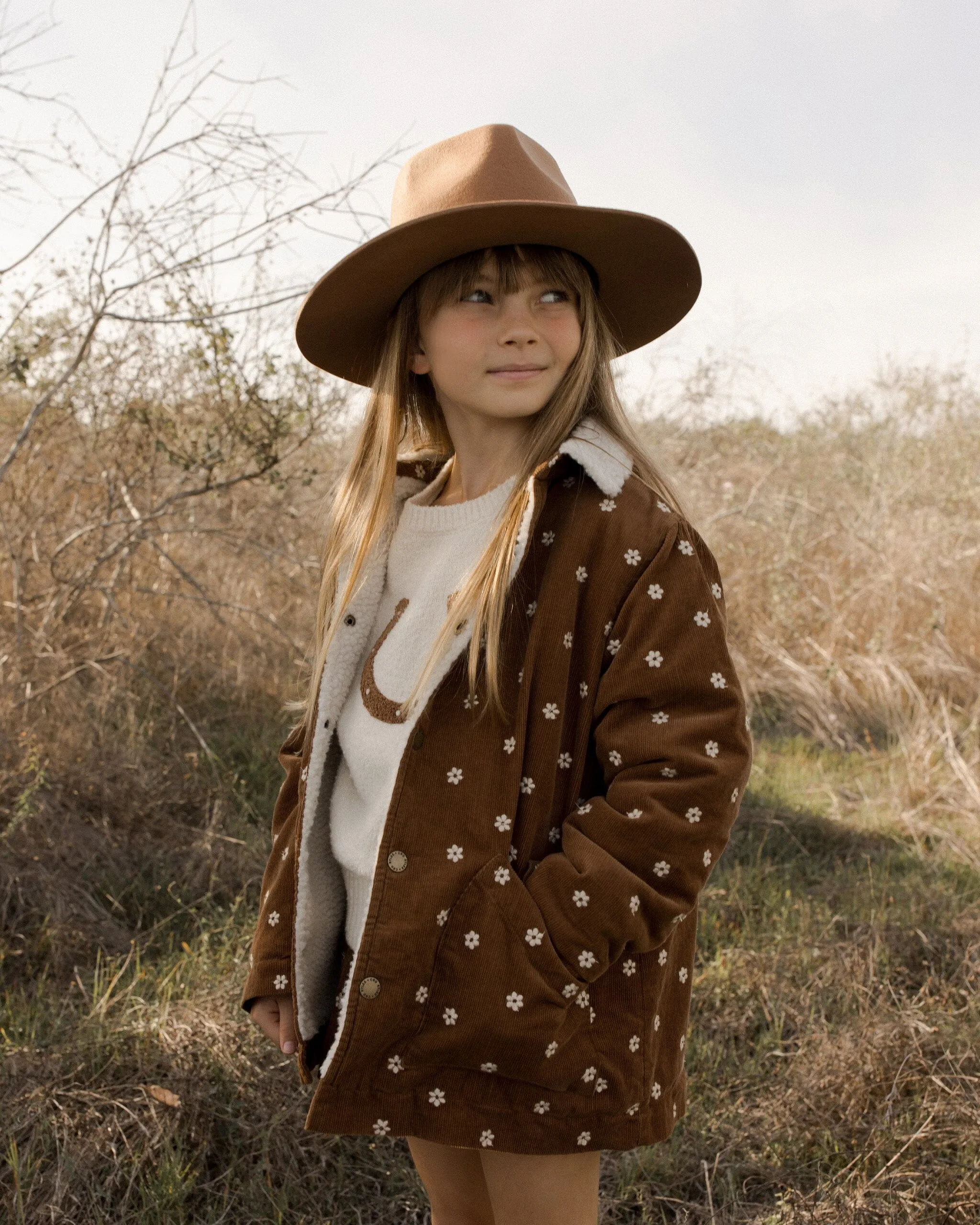 Long Chore Coat | Floral Embroidery