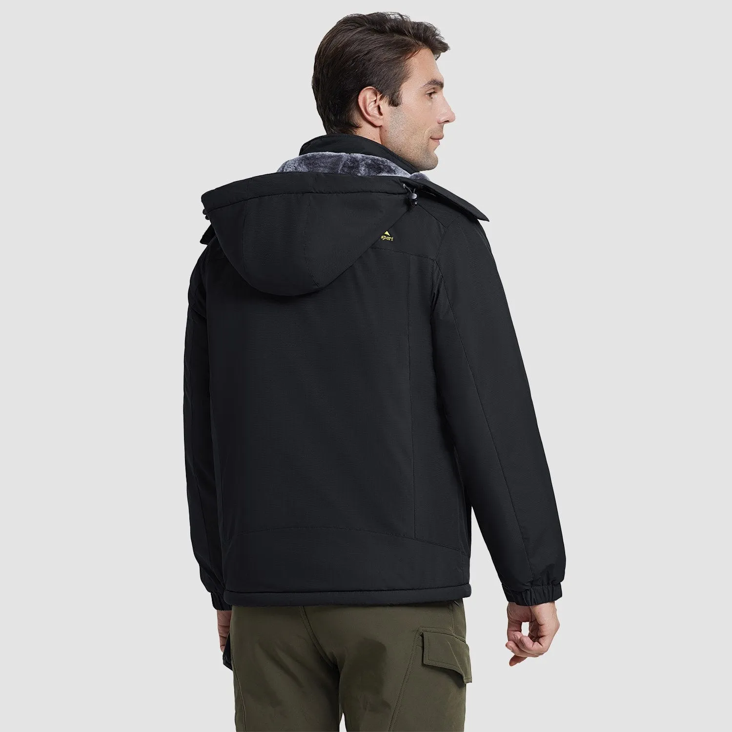 Men's Water-Resistant Winter Ski Jacket - Warm Fleece Parka with Multi-Pockets