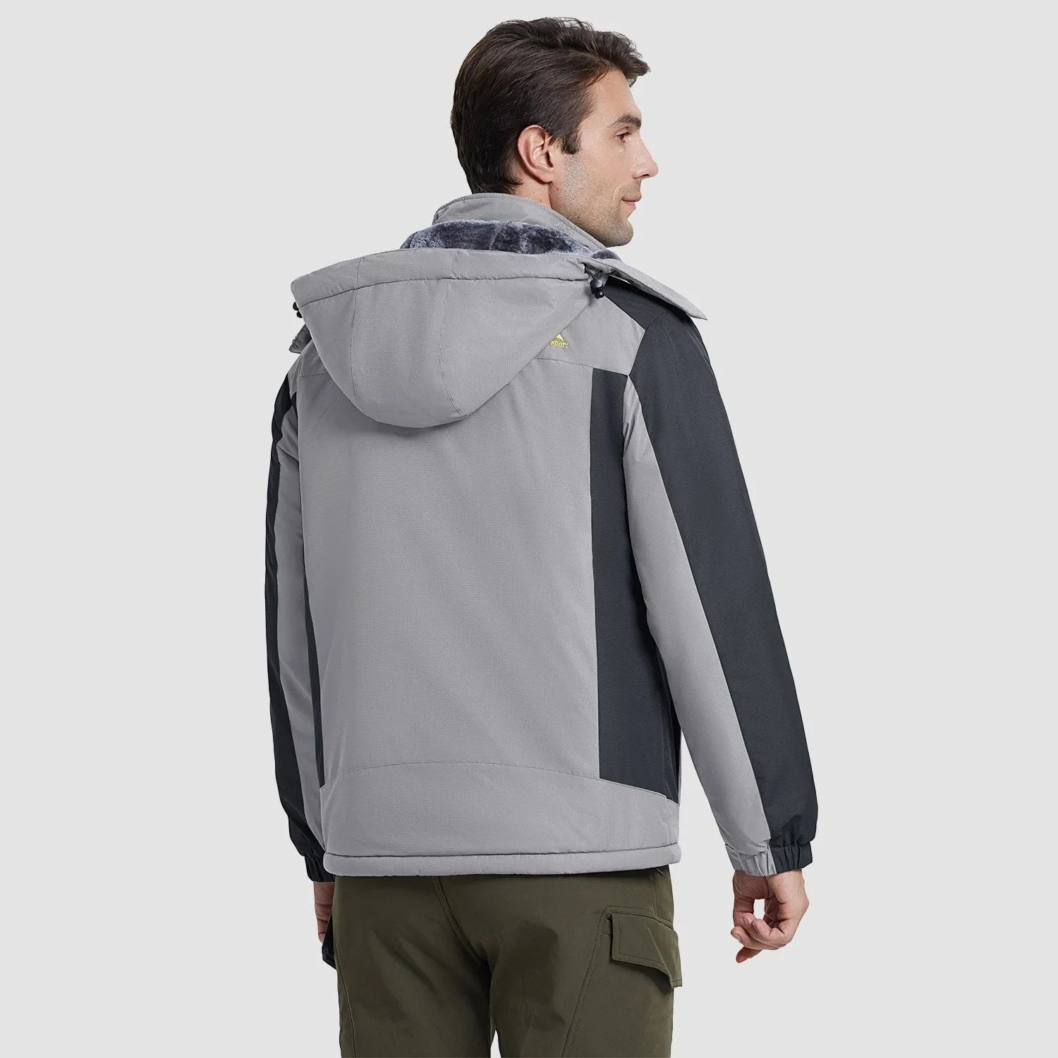 Men's Water-Resistant Winter Ski Jacket - Warm Fleece Parka with Multi-Pockets
