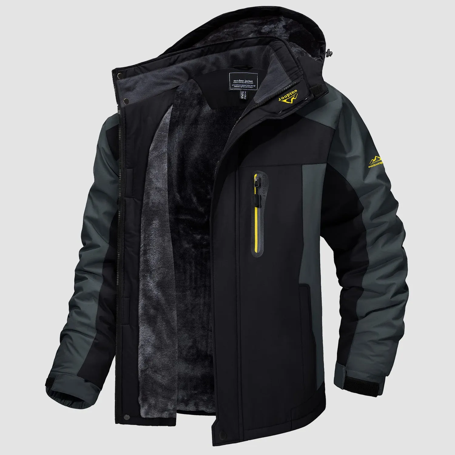 Men's Water-Resistant Winter Ski Jacket - Warm Fleece Parka with Multi-Pockets