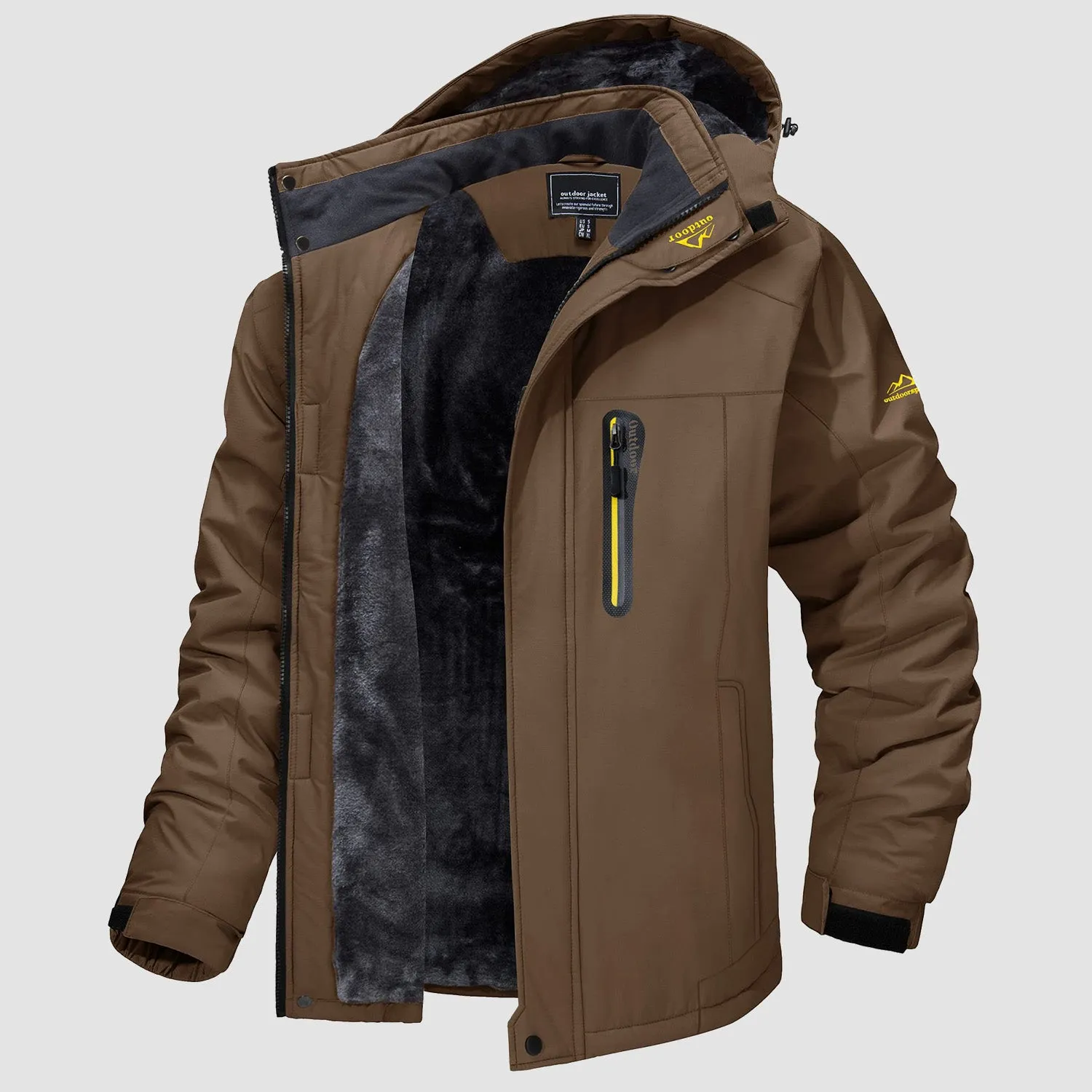 Men's Water-Resistant Winter Ski Jacket - Warm Fleece Parka with Multi-Pockets