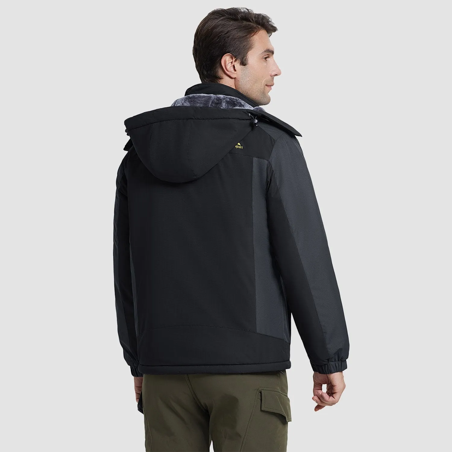 Men's Water-Resistant Winter Ski Jacket - Warm Fleece Parka with Multi-Pockets