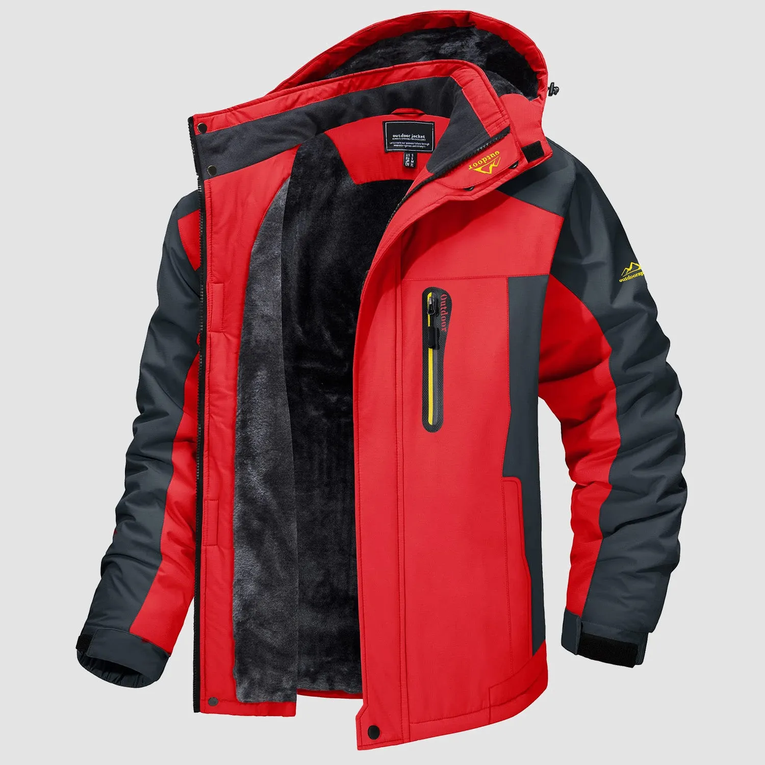 Men's Water-Resistant Winter Ski Jacket - Warm Fleece Parka with Multi-Pockets