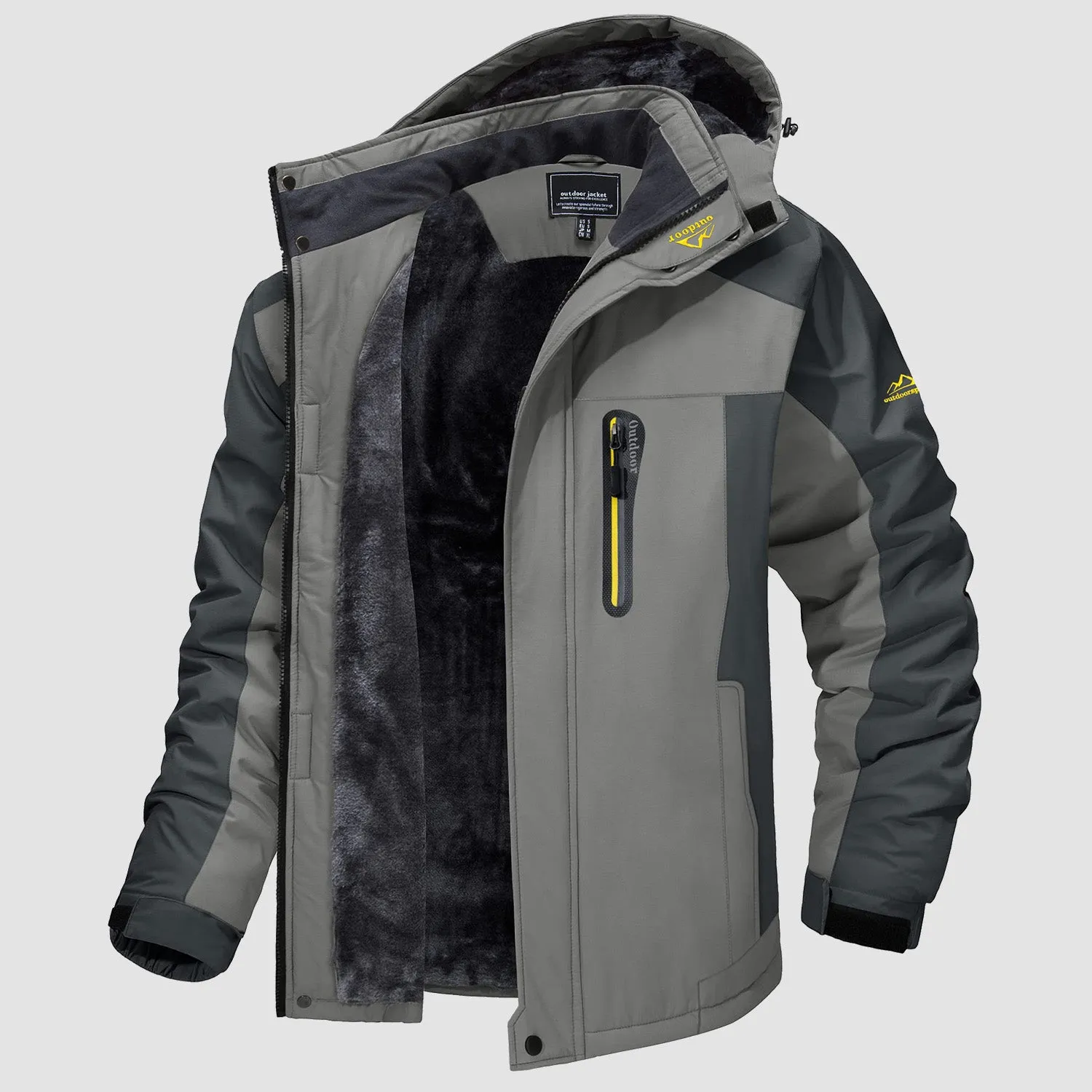 Men's Water-Resistant Winter Ski Jacket - Warm Fleece Parka with Multi-Pockets