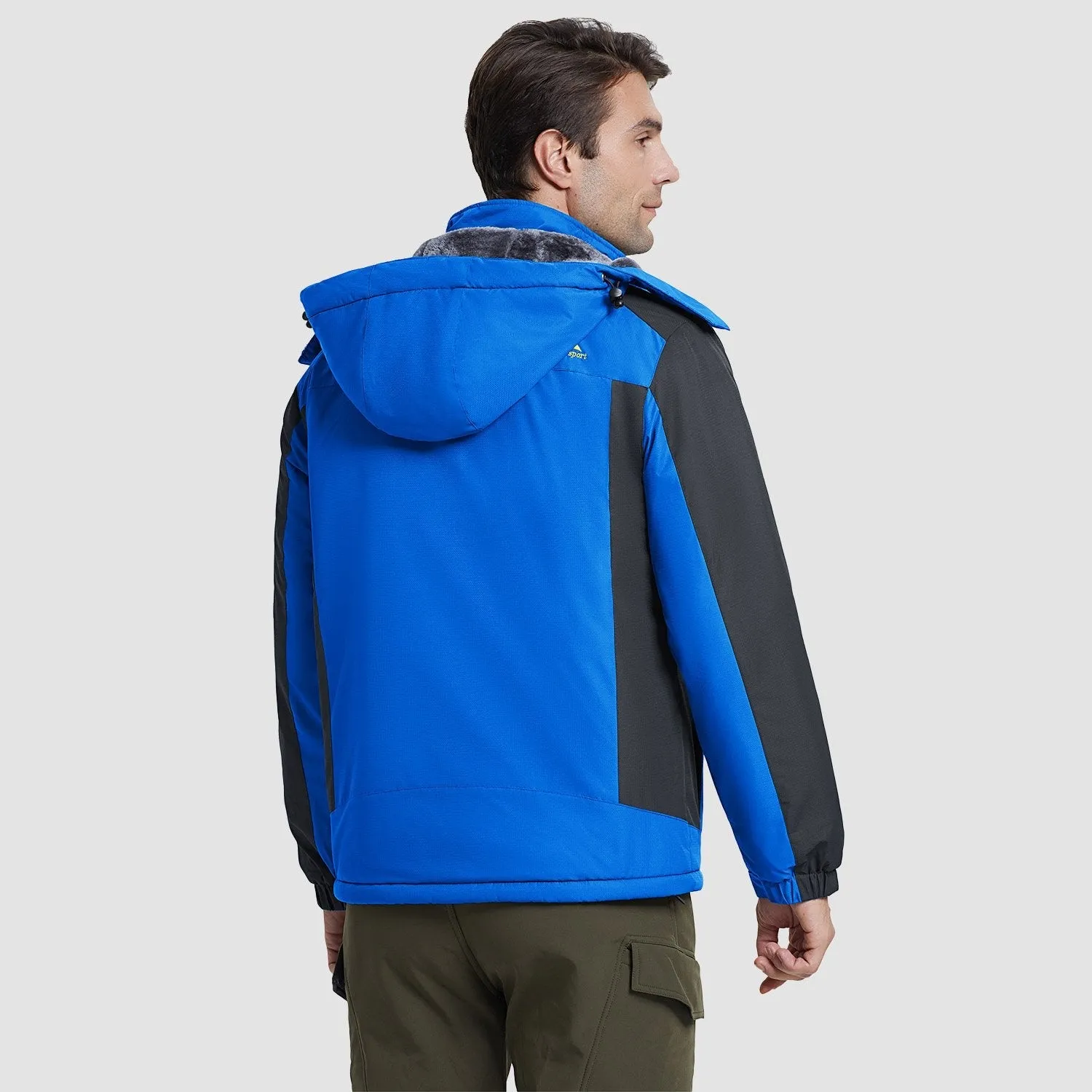 Men's Water-Resistant Winter Ski Jacket - Warm Fleece Parka with Multi-Pockets