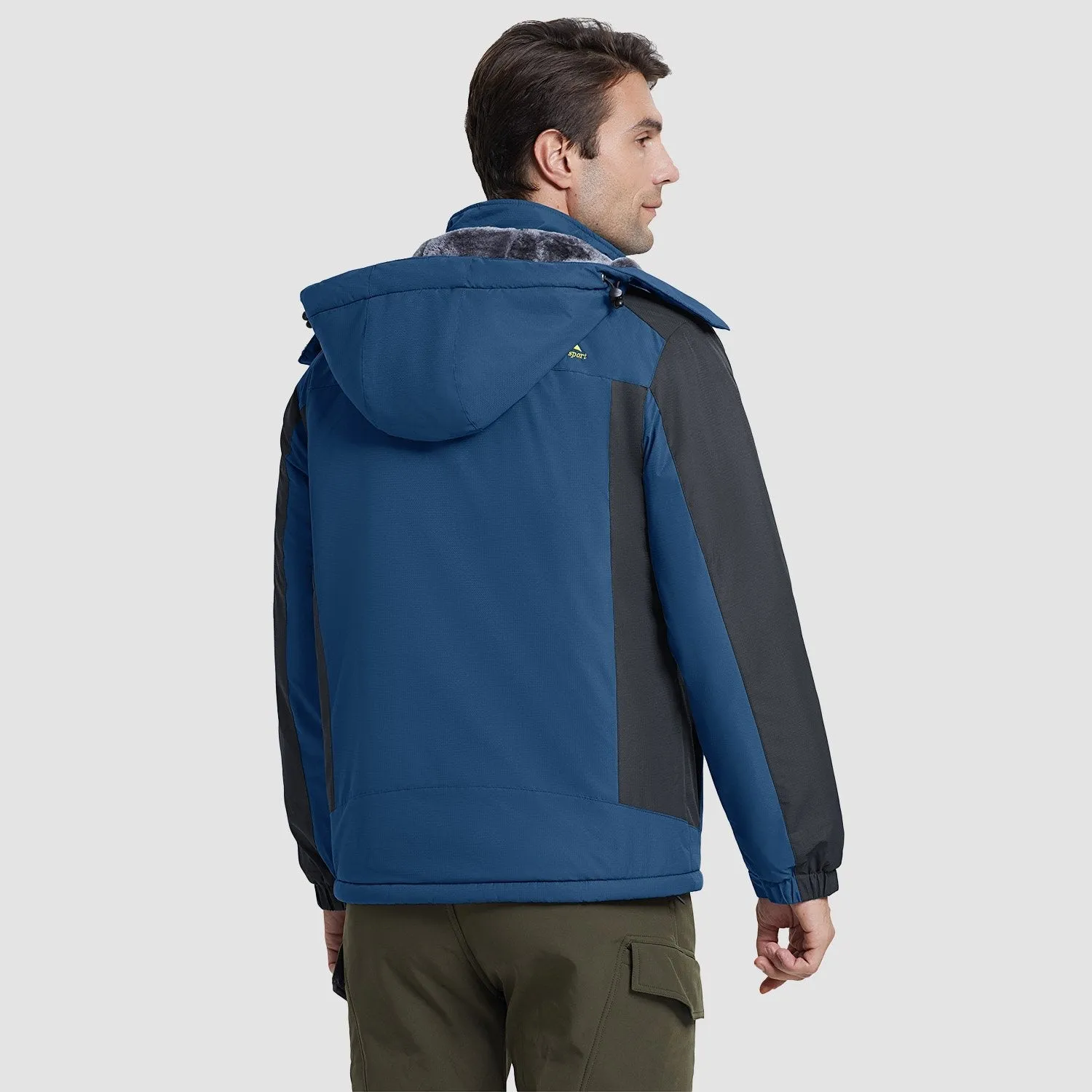 Men's Water-Resistant Winter Ski Jacket - Warm Fleece Parka with Multi-Pockets