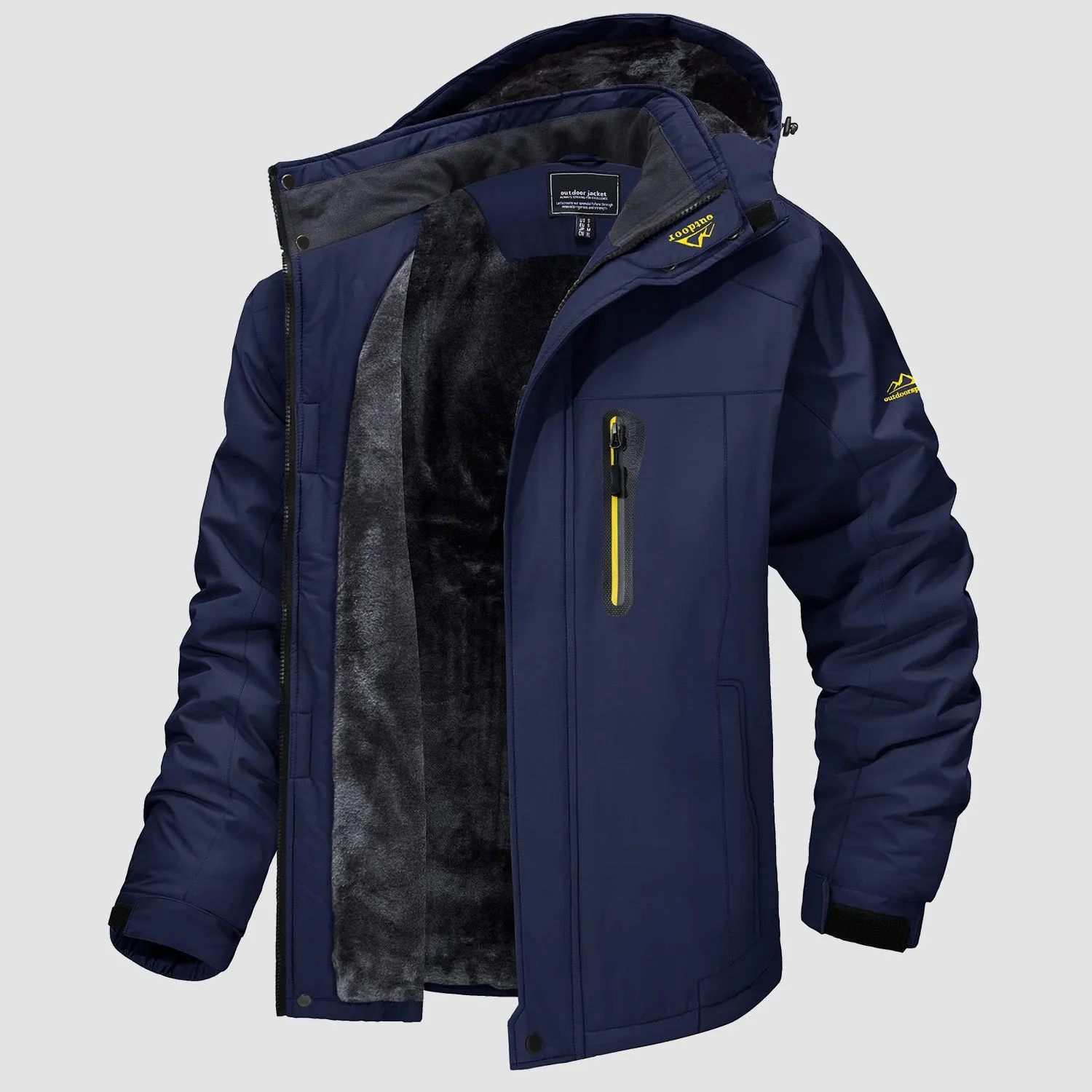 Men's Water-Resistant Winter Ski Jacket - Warm Fleece Parka with Multi-Pockets