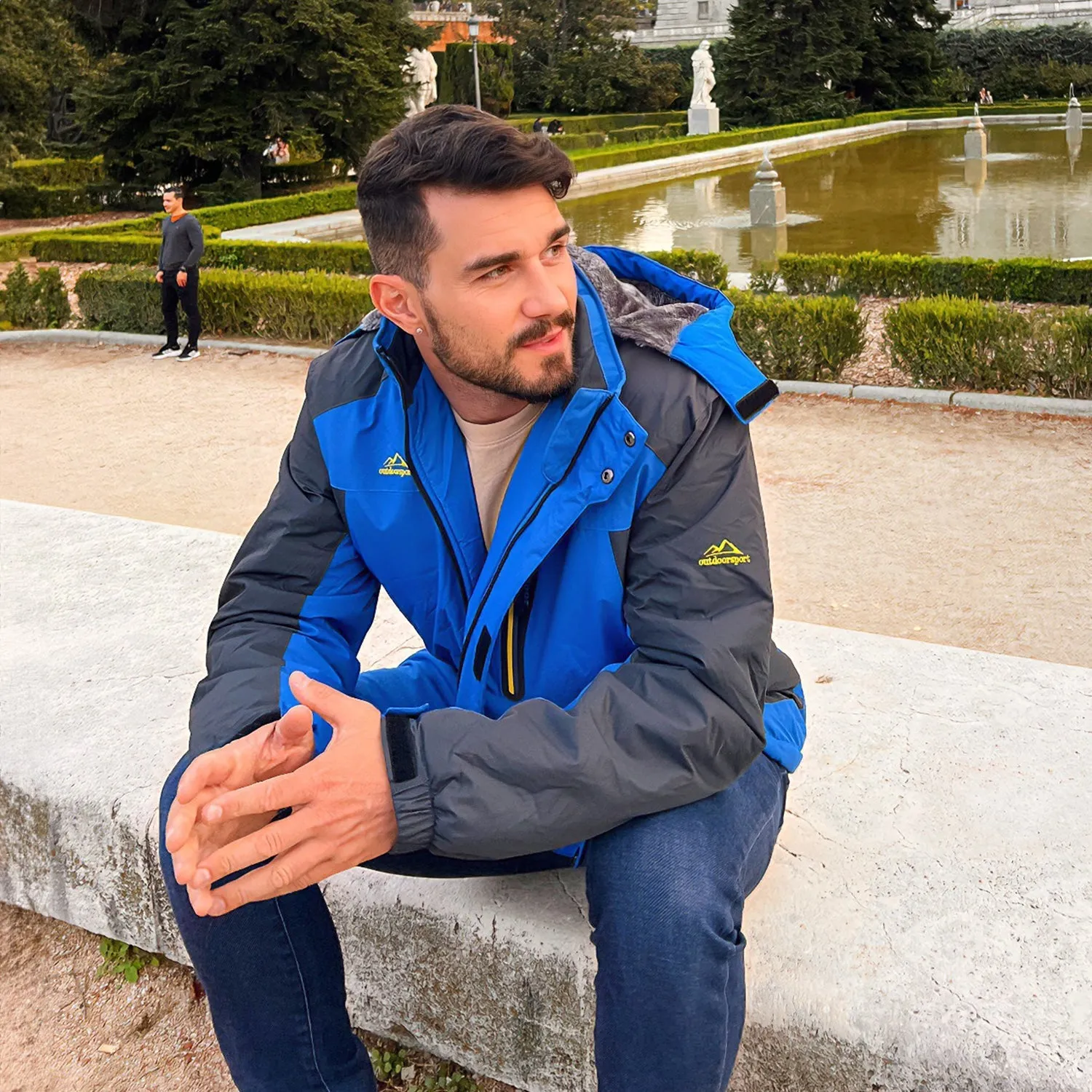 Men's Water-Resistant Winter Ski Jacket - Warm Fleece Parka with Multi-Pockets