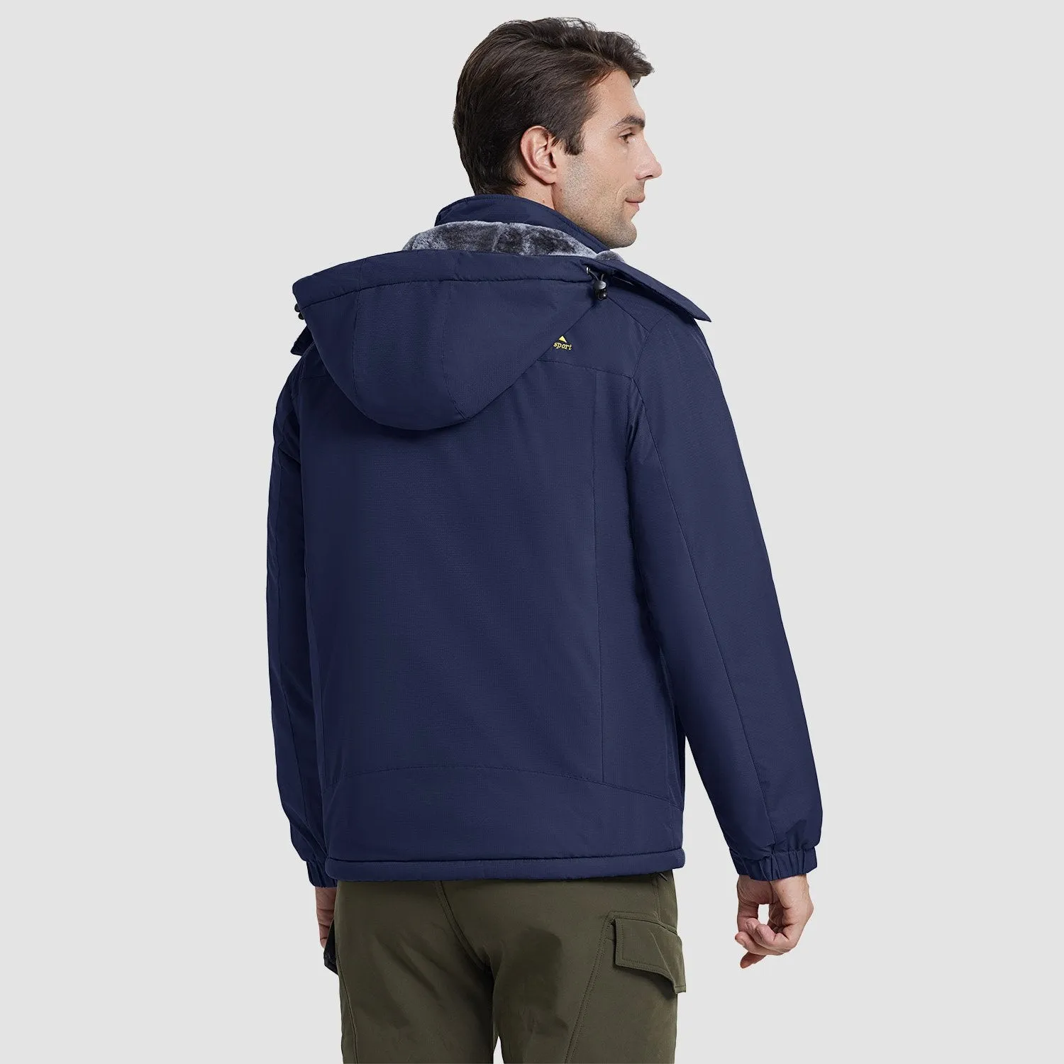 Men's Water-Resistant Winter Ski Jacket - Warm Fleece Parka with Multi-Pockets