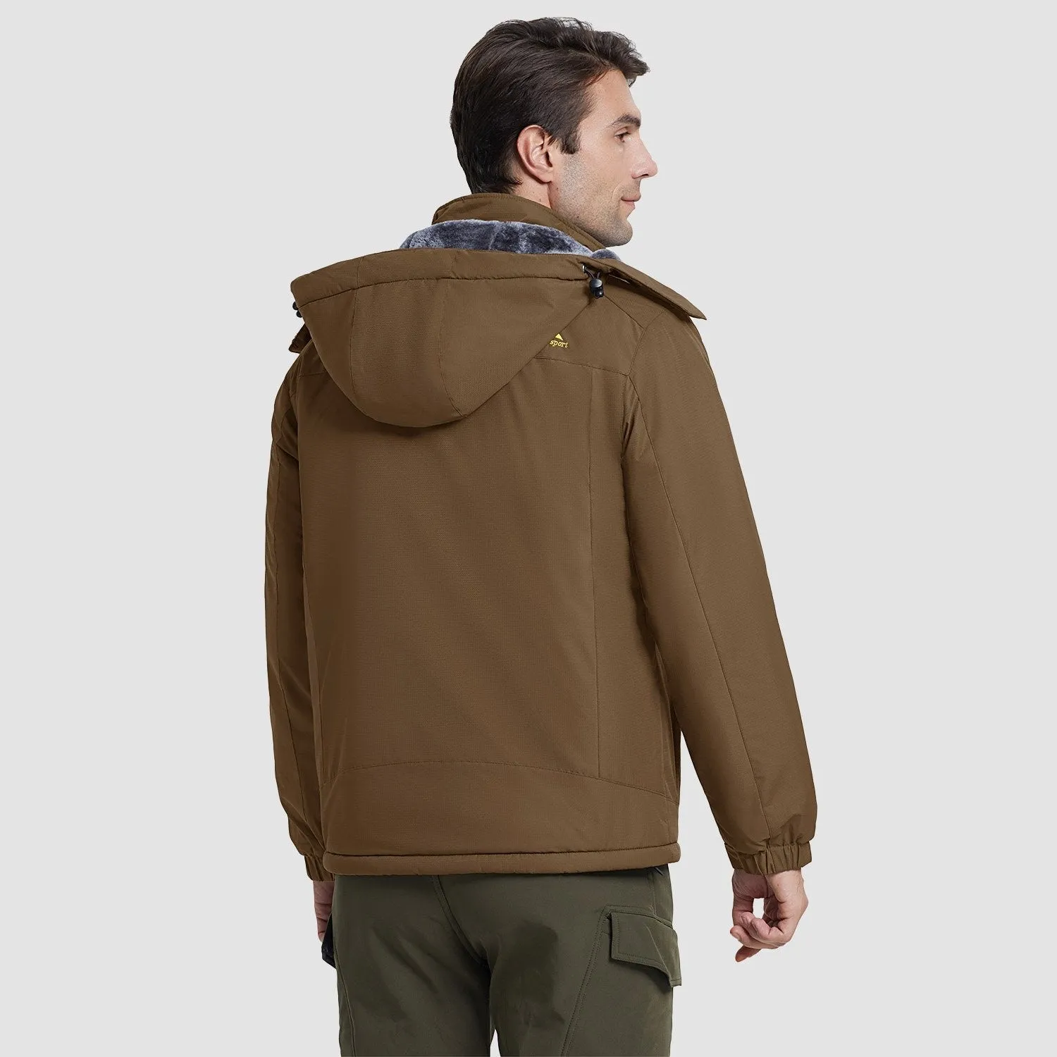 Men's Water-Resistant Winter Ski Jacket - Warm Fleece Parka with Multi-Pockets
