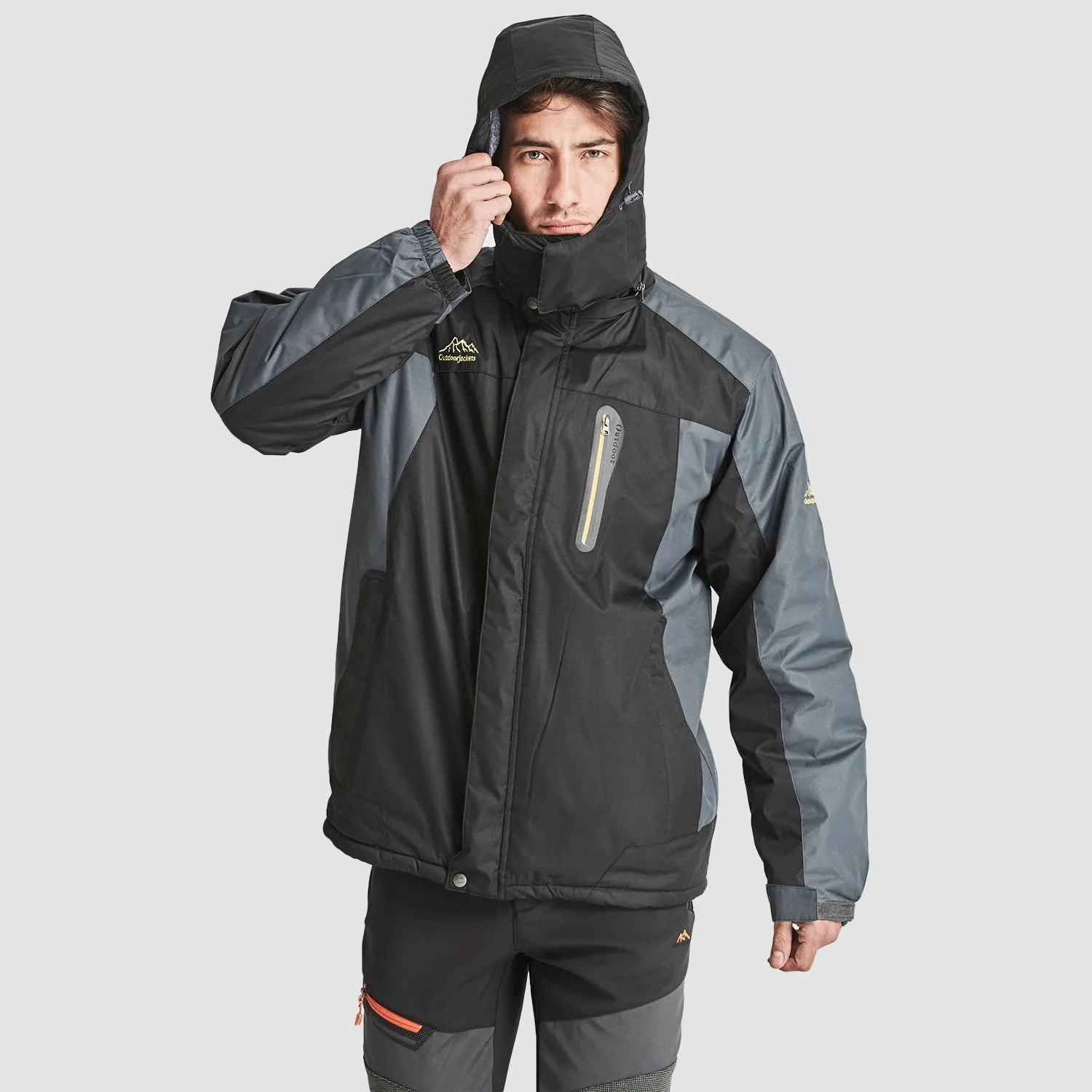 Men's Water-Resistant Winter Ski Jacket - Warm Fleece Parka with Multi-Pockets