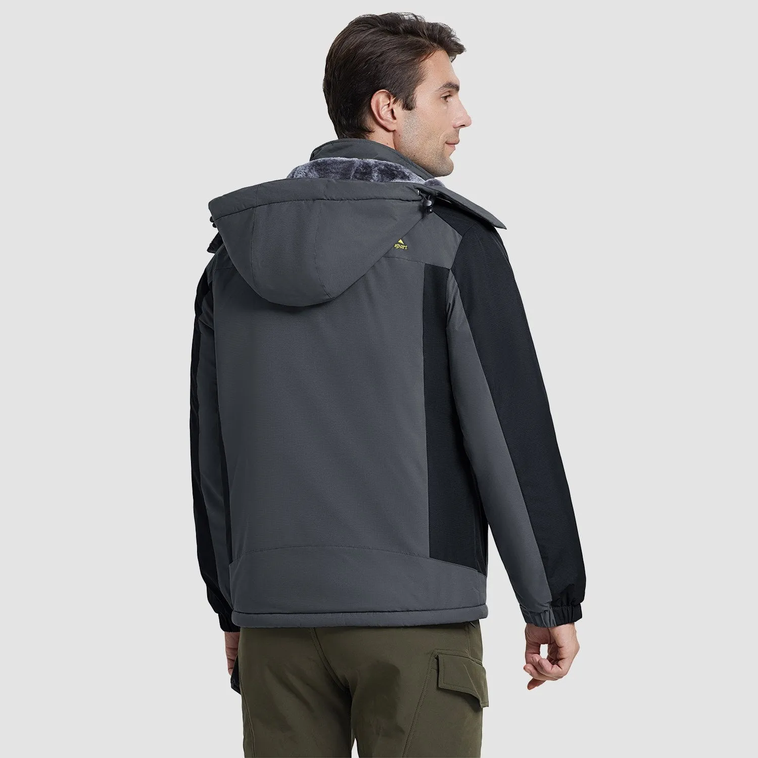 Men's Water-Resistant Winter Ski Jacket - Warm Fleece Parka with Multi-Pockets