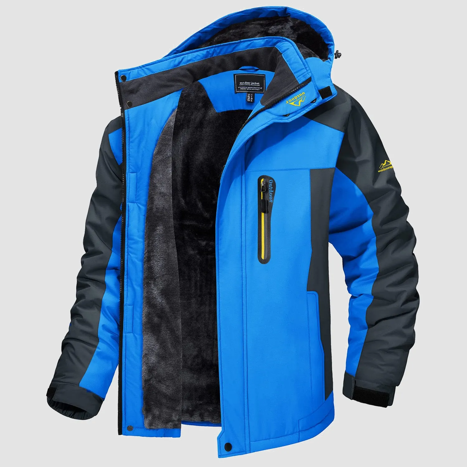Men's Water-Resistant Winter Ski Jacket - Warm Fleece Parka with Multi-Pockets