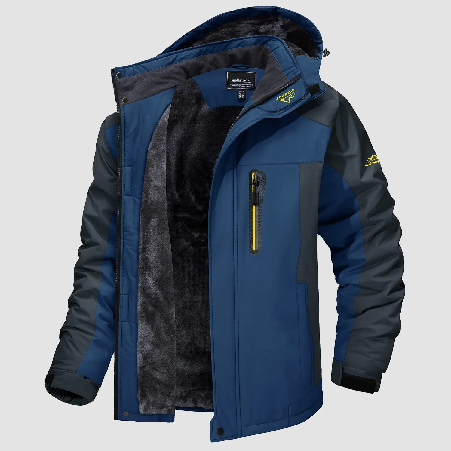Men's Water-Resistant Winter Ski Jacket - Warm Fleece Parka with Multi-Pockets