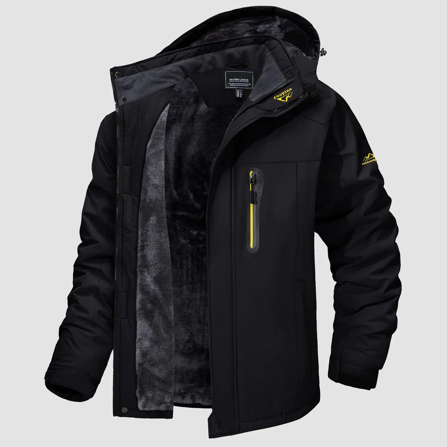 Men's Water-Resistant Winter Ski Jacket - Warm Fleece Parka with Multi-Pockets