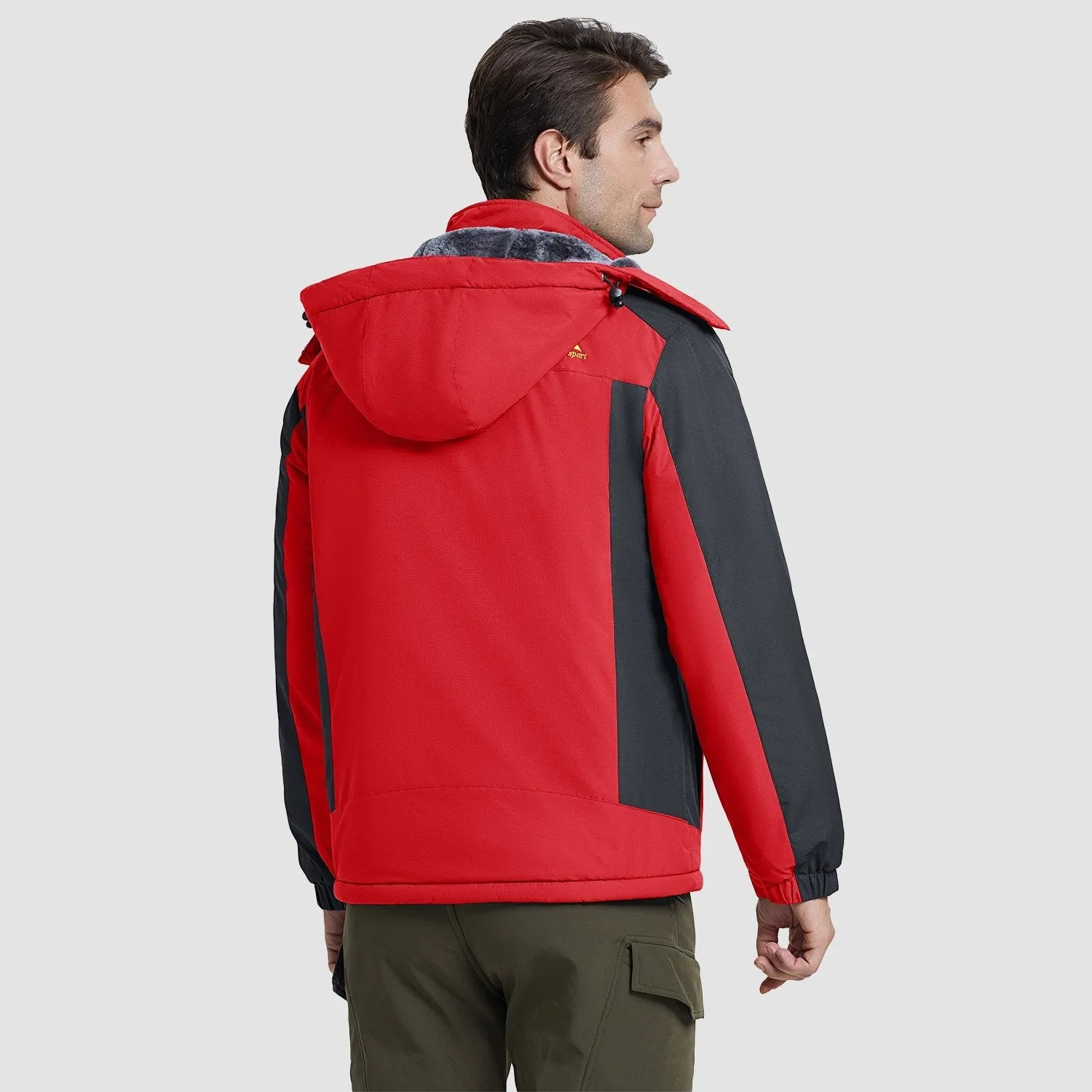 Men's Water-Resistant Winter Ski Jacket - Warm Fleece Parka with Multi-Pockets