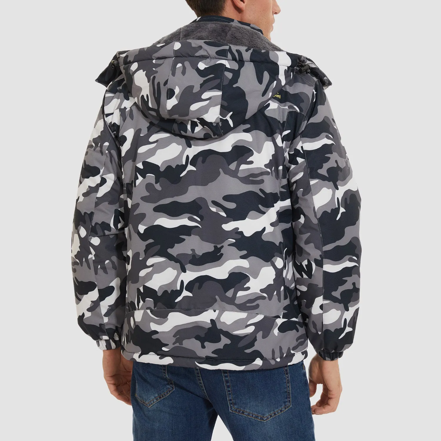 Men's Water-Resistant Winter Ski Jacket - Warm Fleece Parka with Multi-Pockets