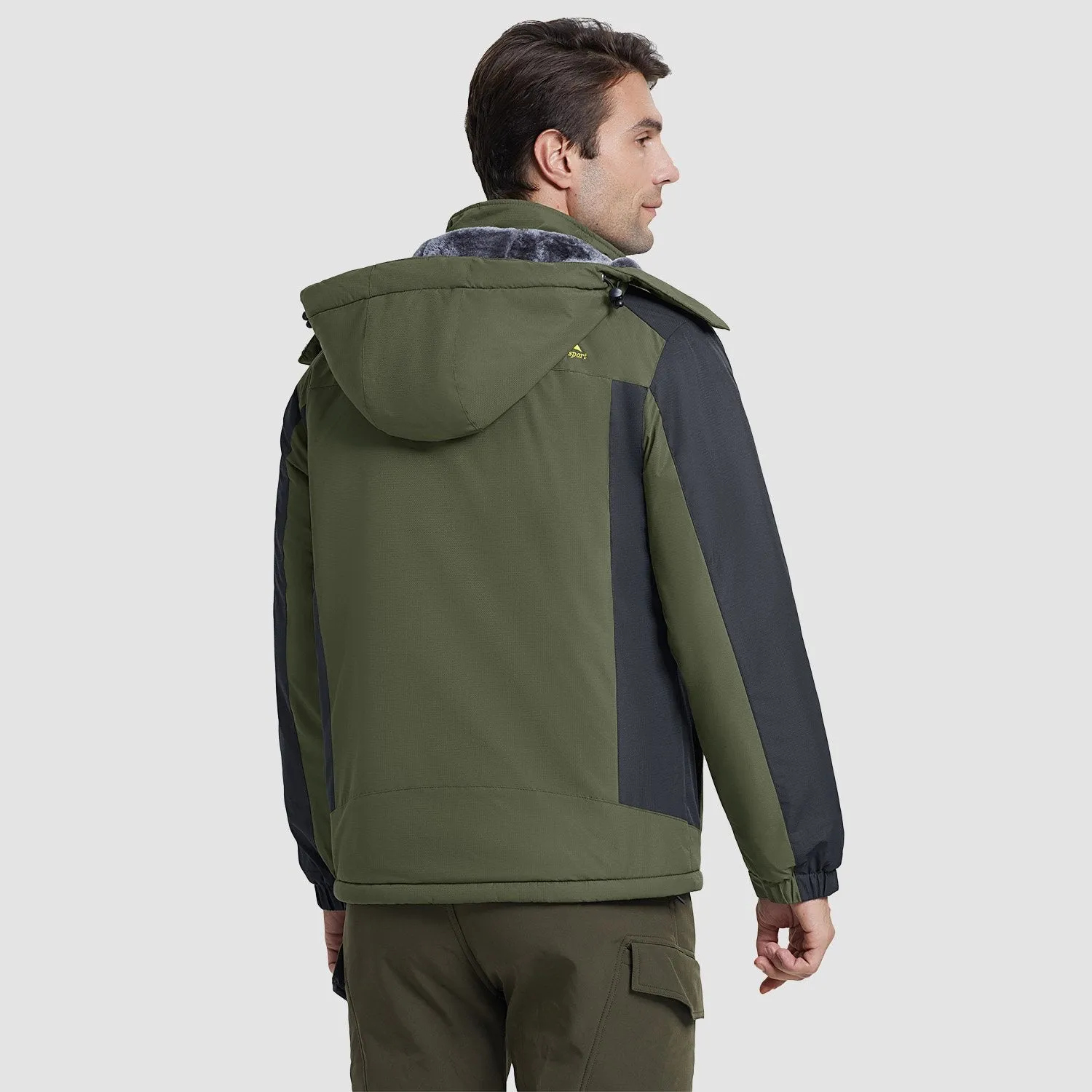 Men's Water-Resistant Winter Ski Jacket - Warm Fleece Parka with Multi-Pockets