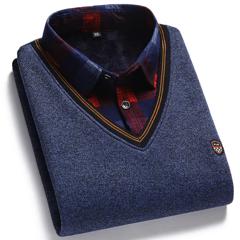 Men's Wool Shirt-Neck Sweater