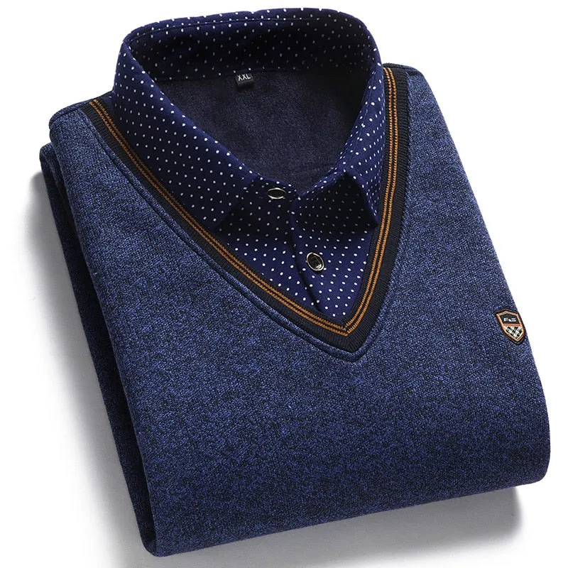 Men's Wool Shirt-Neck Sweater