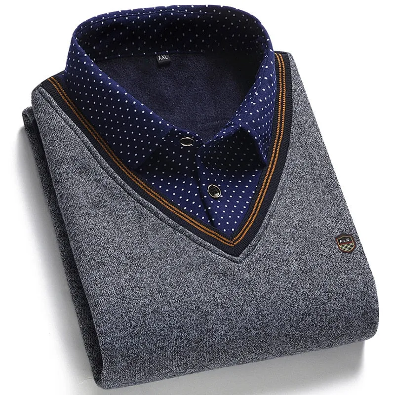 Men's Wool Shirt-Neck Sweater