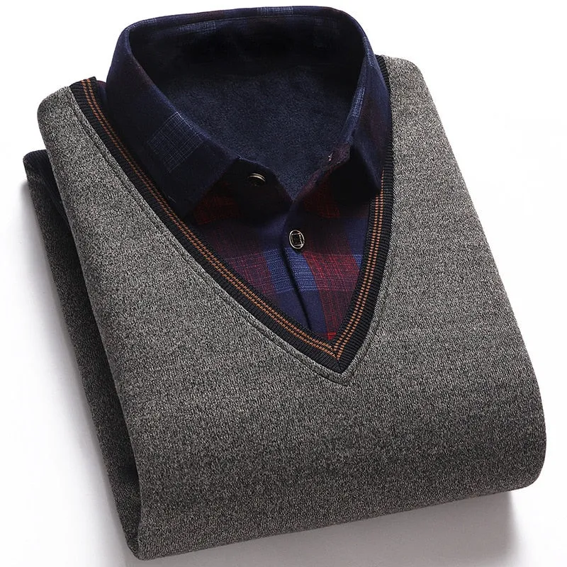 Men's Wool Shirt-Neck Sweater