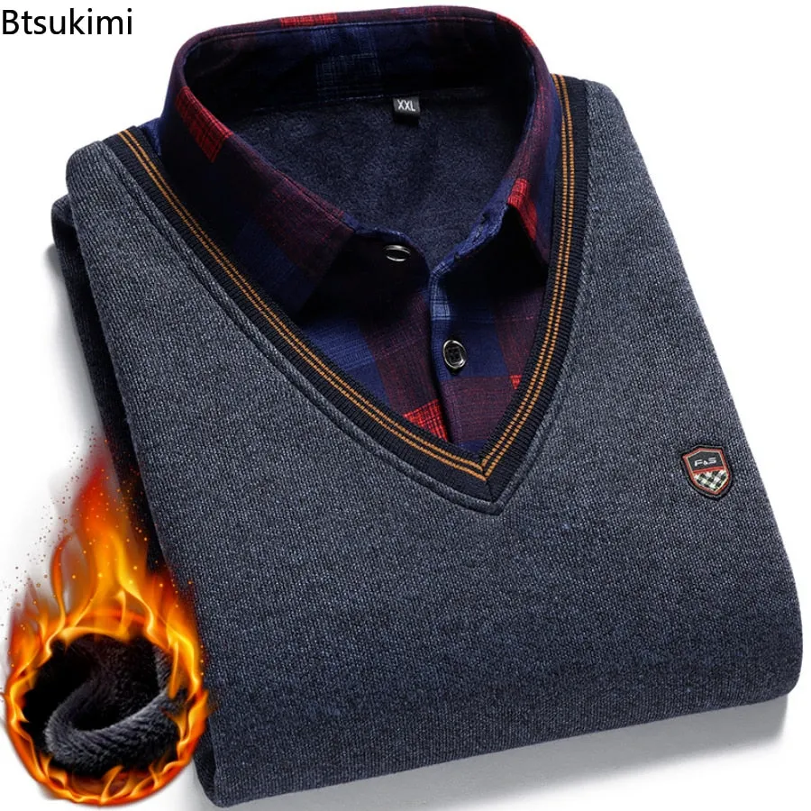 Men's Wool Shirt-Neck Sweater