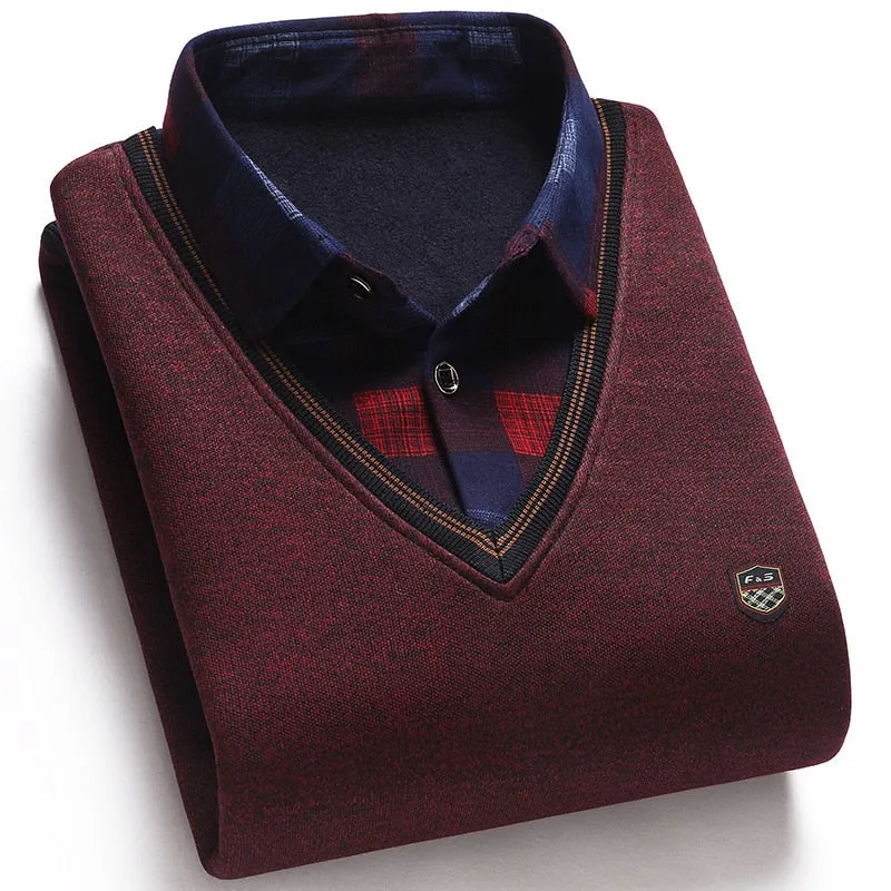 Men's Wool Shirt-Neck Sweater
