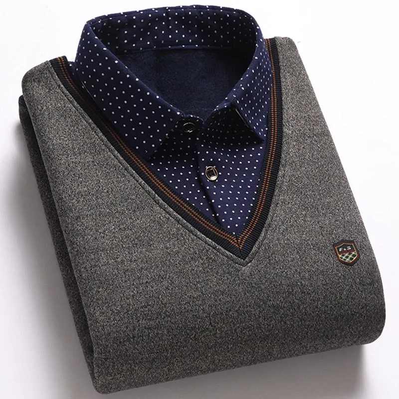 Men's Wool Shirt-Neck Sweater