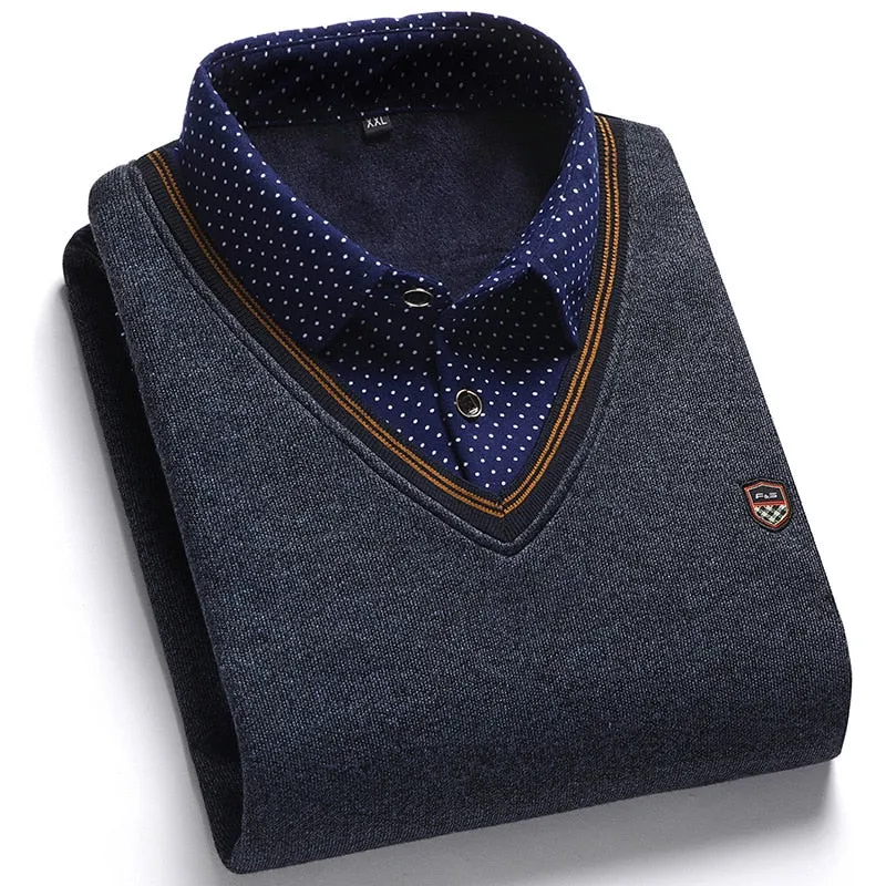 Men's Wool Shirt-Neck Sweater