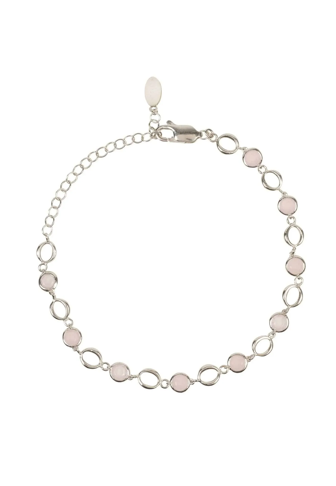 Milan Link Gemstone Bracelet Silver Rose Quartz