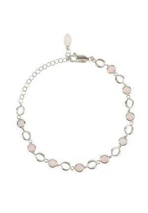 Milan Link Gemstone Bracelet Silver Rose Quartz