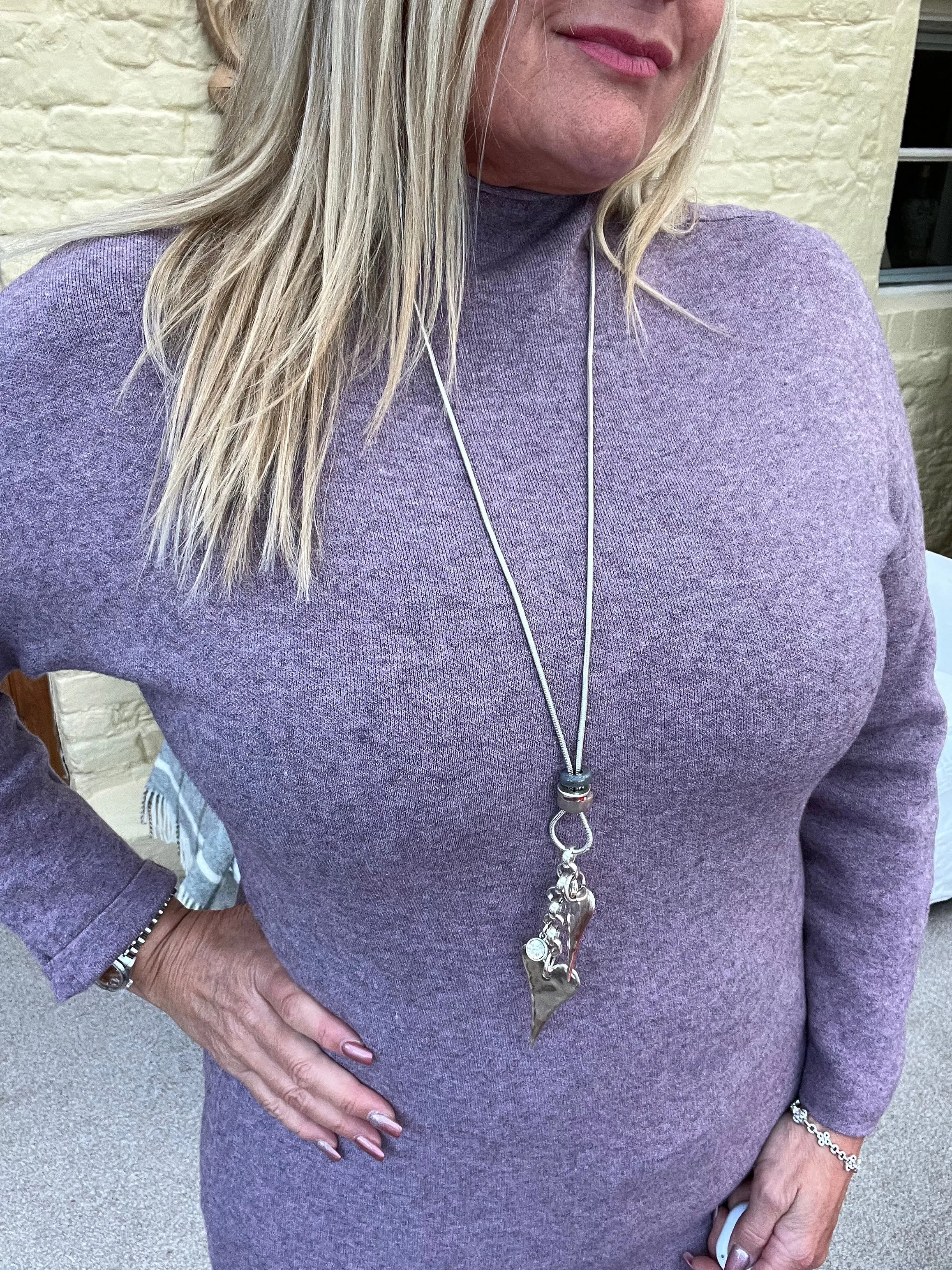 Milano Long Sleaved Jumper Dress in lilac mix
