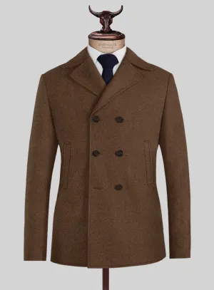 Naples Espresso Brown Tweed Pea Coat