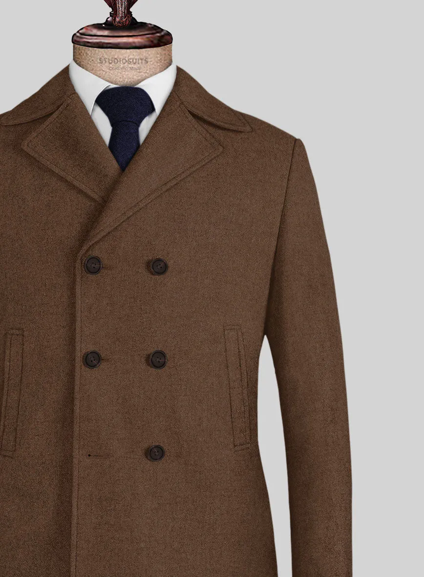 Naples Espresso Brown Tweed Pea Coat