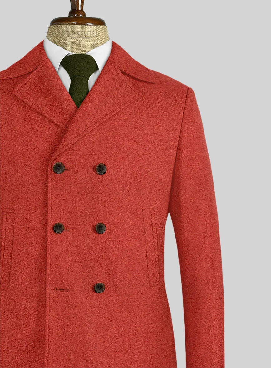 Naples Fiery Orange Tweed Pea Coat