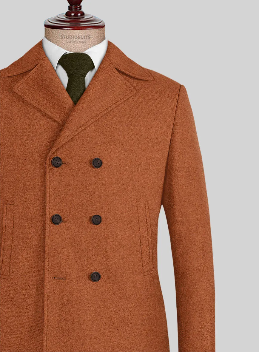 Naples Maitai Orange Tweed Pea Coat