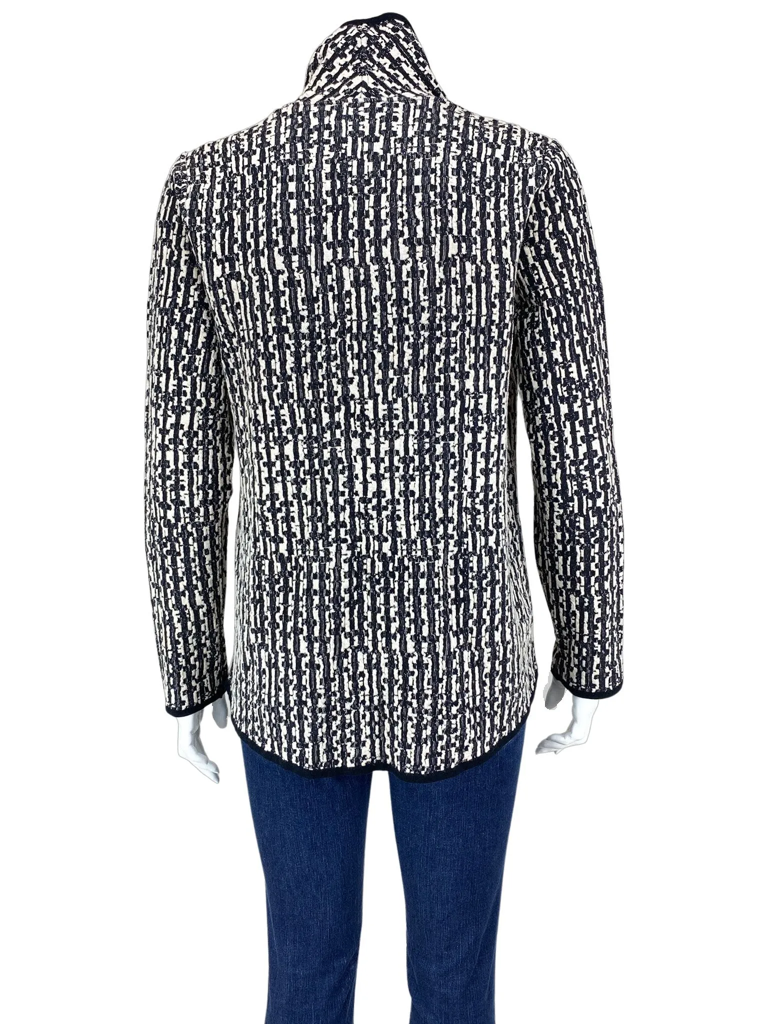 Nic Zoe, Women's Jacquard Knit Open Cardigan, Black/Ivory, Size Petite M
