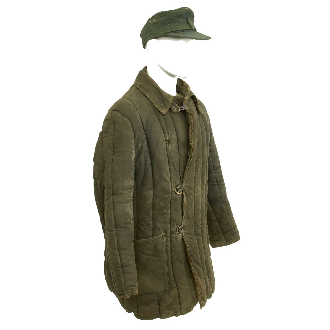 Original German WWII POW Telogreika Soviet Padded Jacket and M43 Hat