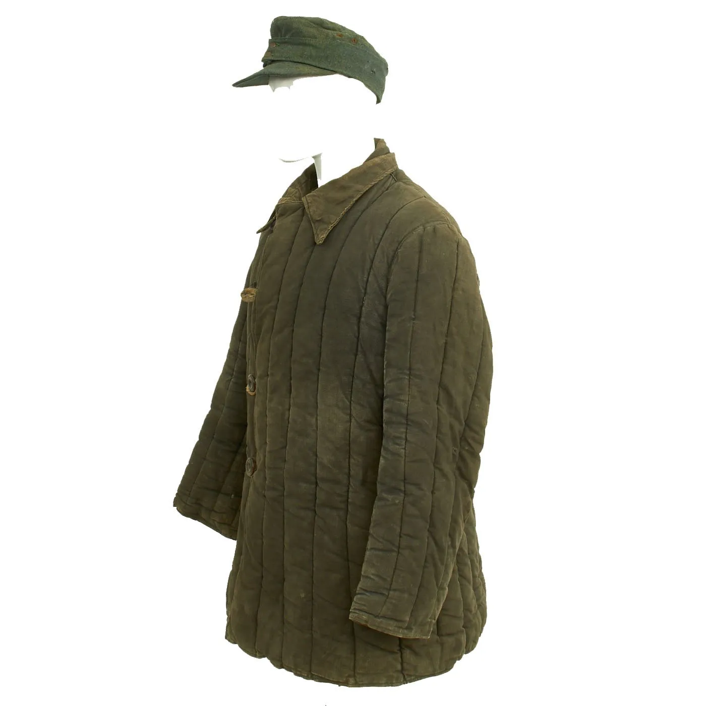Original German WWII POW Telogreika Soviet Padded Jacket and M43 Hat