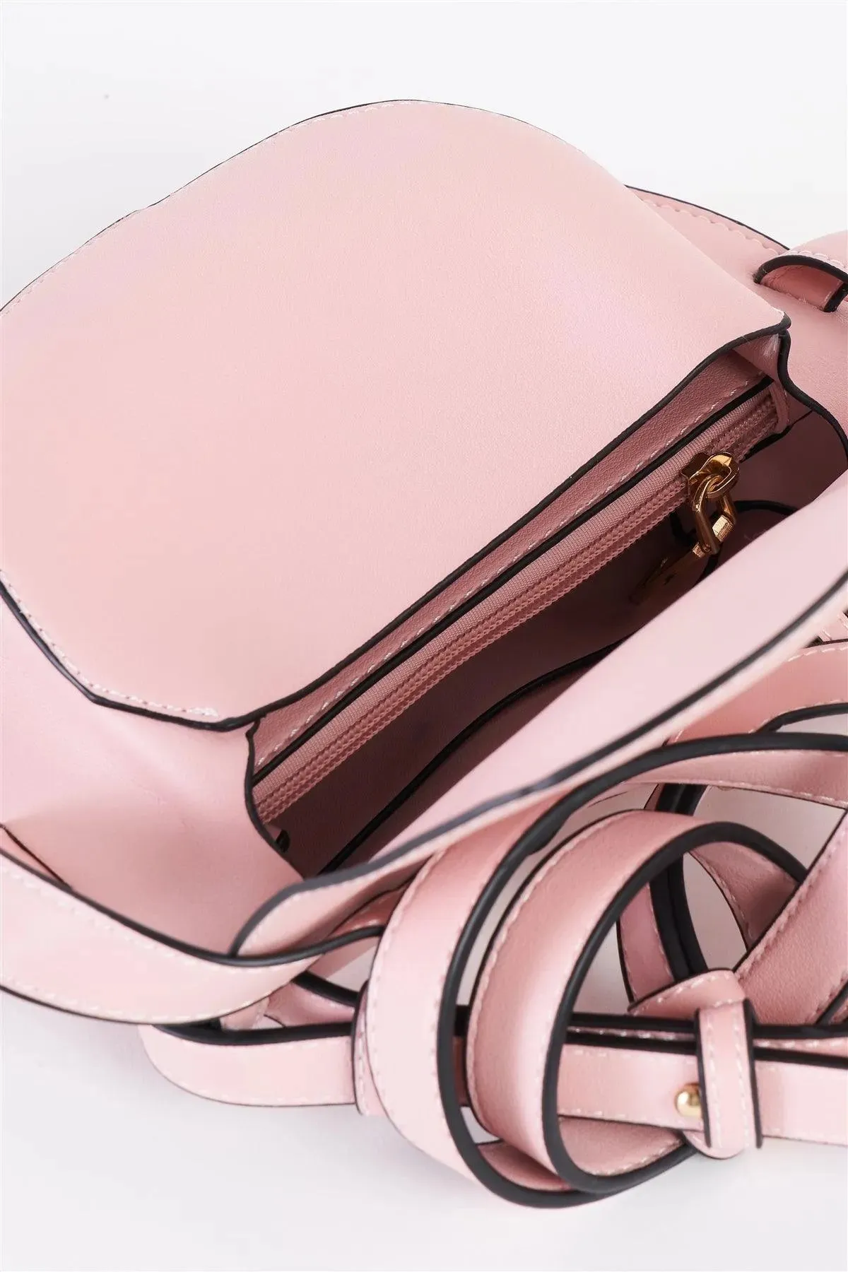 Pink Faux Leather Front Bow Tie Crossbody Bag /3 Bags