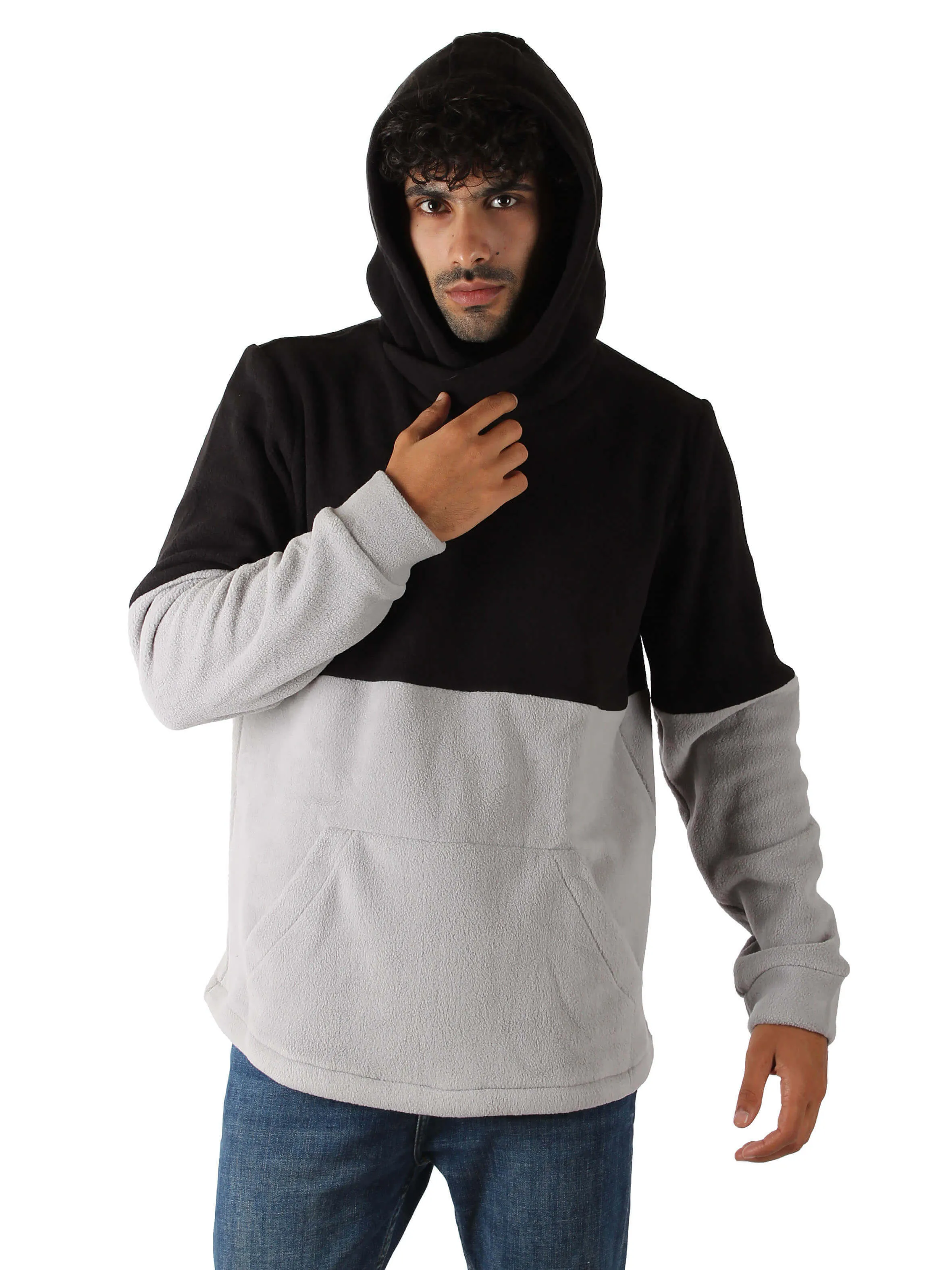 Polar Fleece Hoodie Shaped Hem - Men - Black