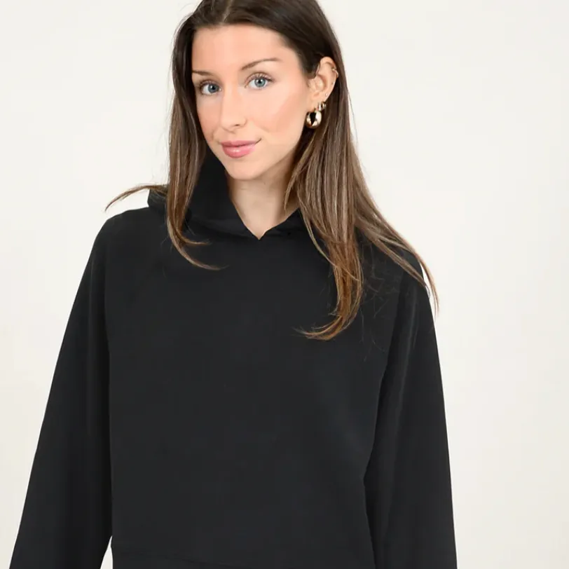 Pristine Modal Scuba Raglan Long Sleeve Hoodie | Black Ink