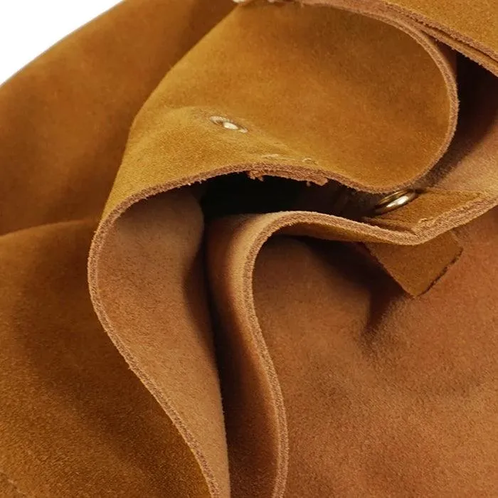 Real Leather Trendy Bucket Brown Nubuck Suede Over Shoulder Bag